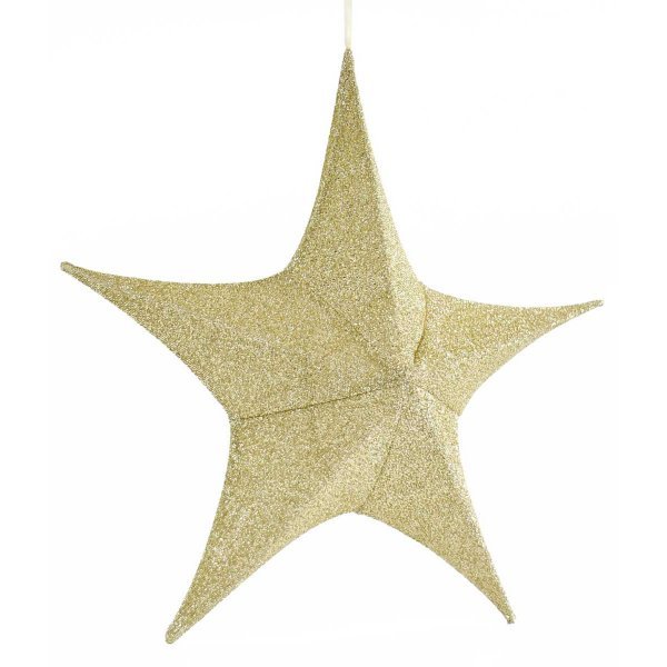 Χριστουγεννιάτικo Υφασμάτινo Αστέρι Οροφής, Χρυσό (80cm)